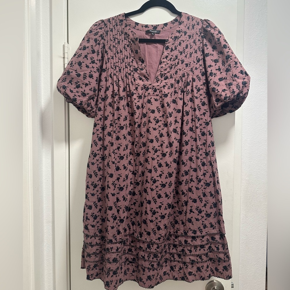 Madewell Mauve Floral Mini Dress